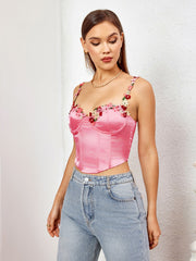 Blossoming Charm Satin Crop Top