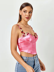 Blossoming Charm Satin Crop Top