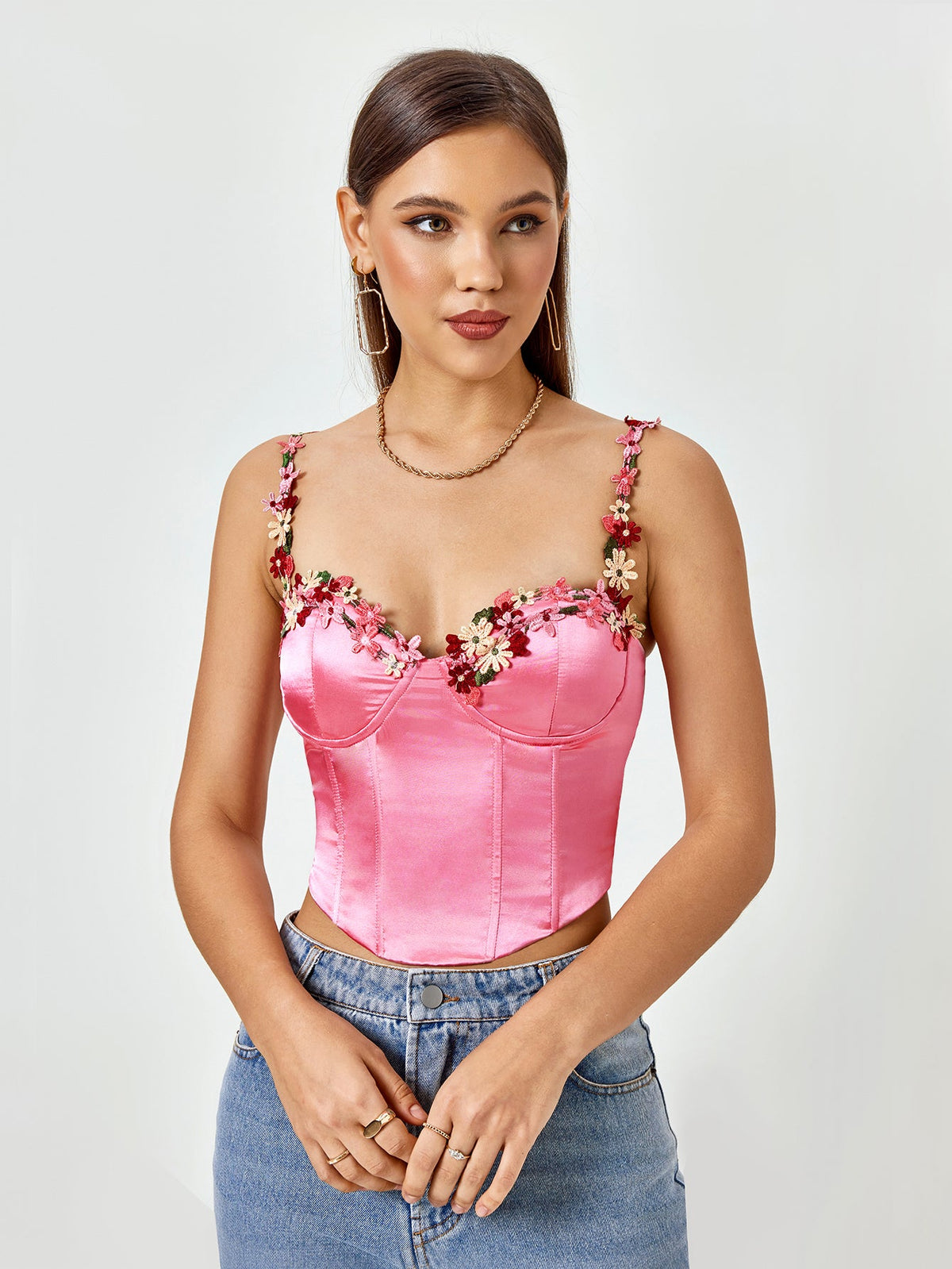 Blossoming Charm Satin Crop Top