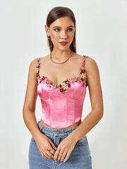 Blossoming Charm Satin Crop Top