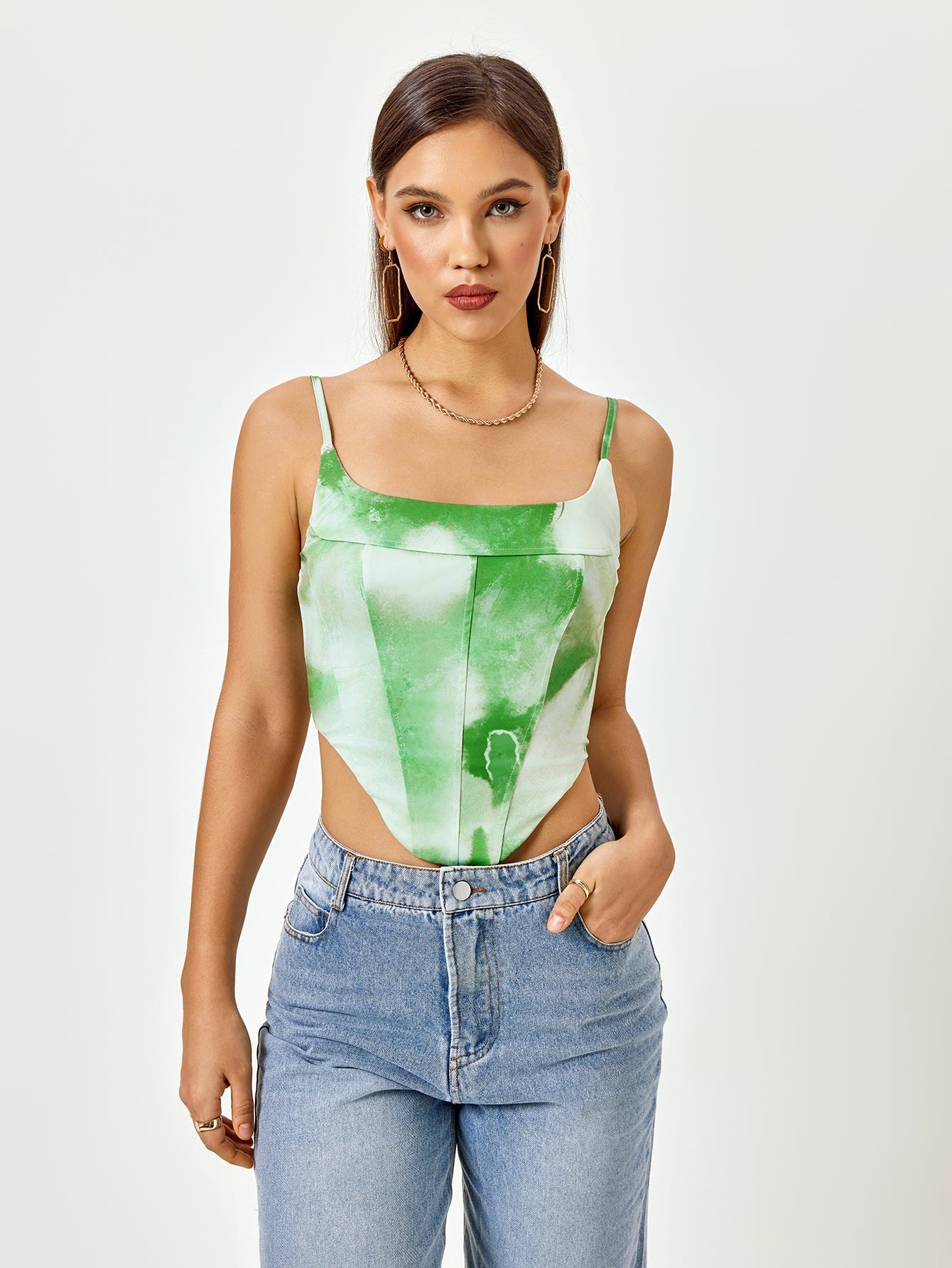 Verdant Vibes Watercolor Crop Top