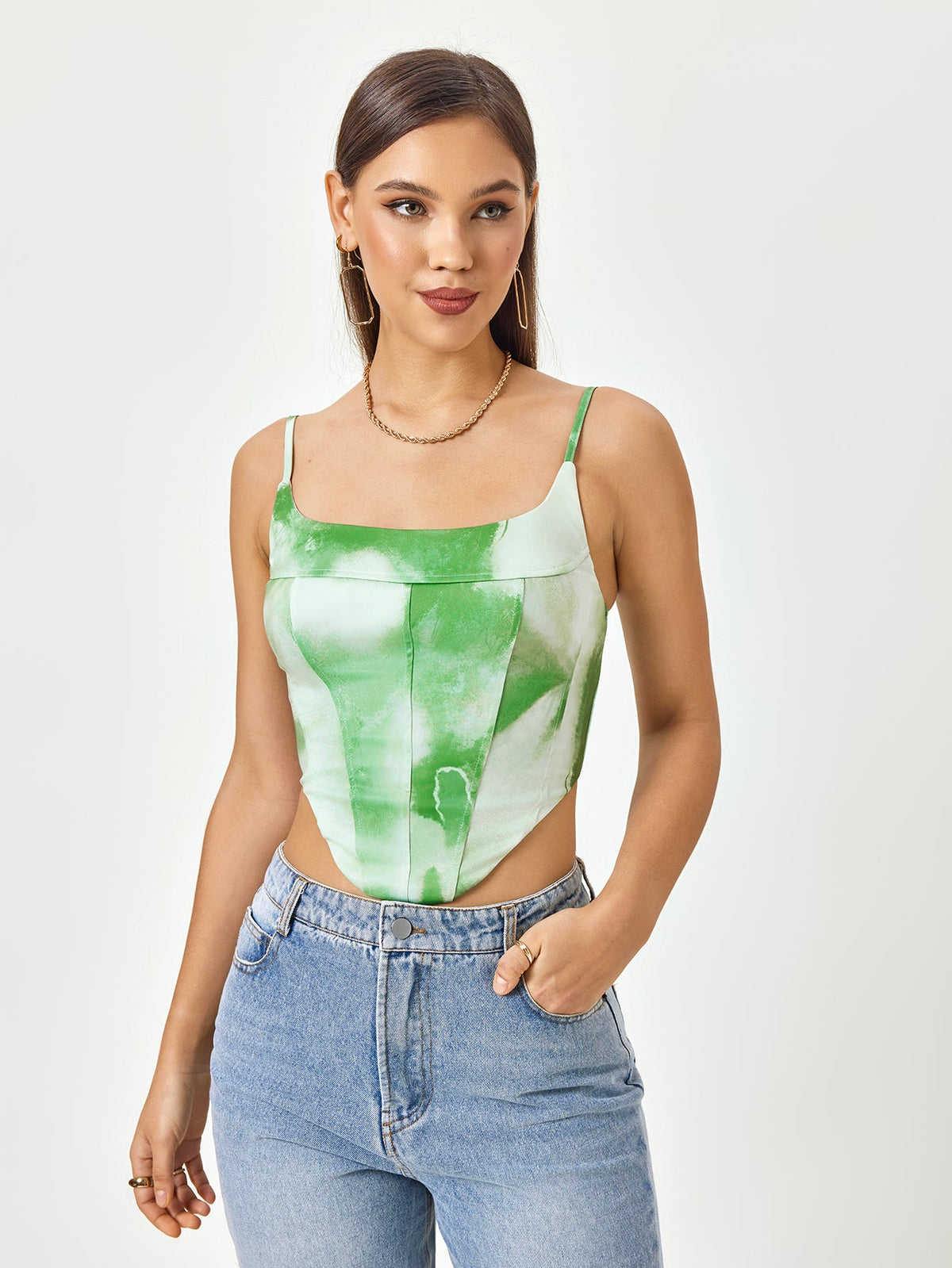 Verdant Vibes Watercolor Crop Top