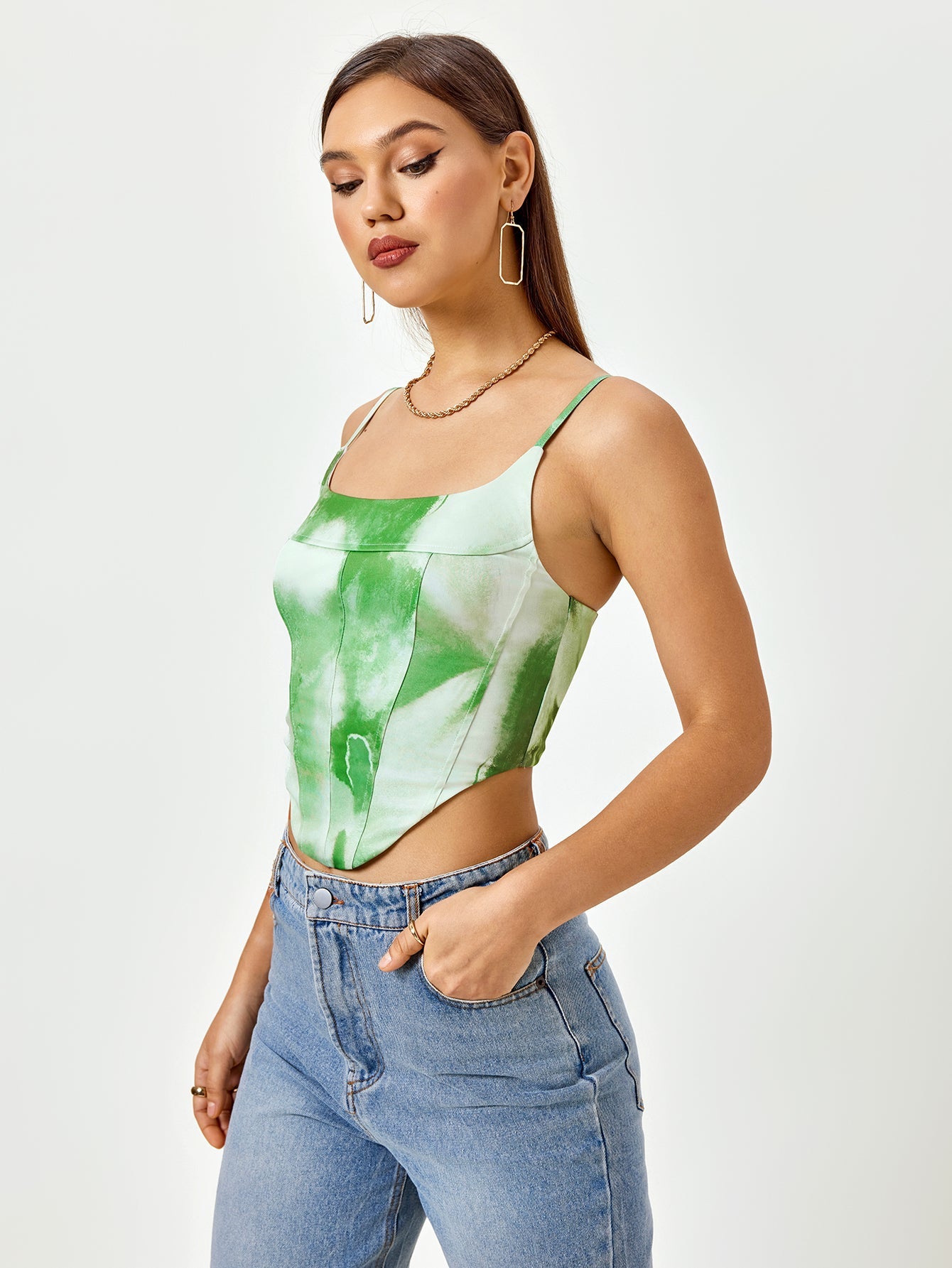 Verdant Vibes Watercolor Crop Top