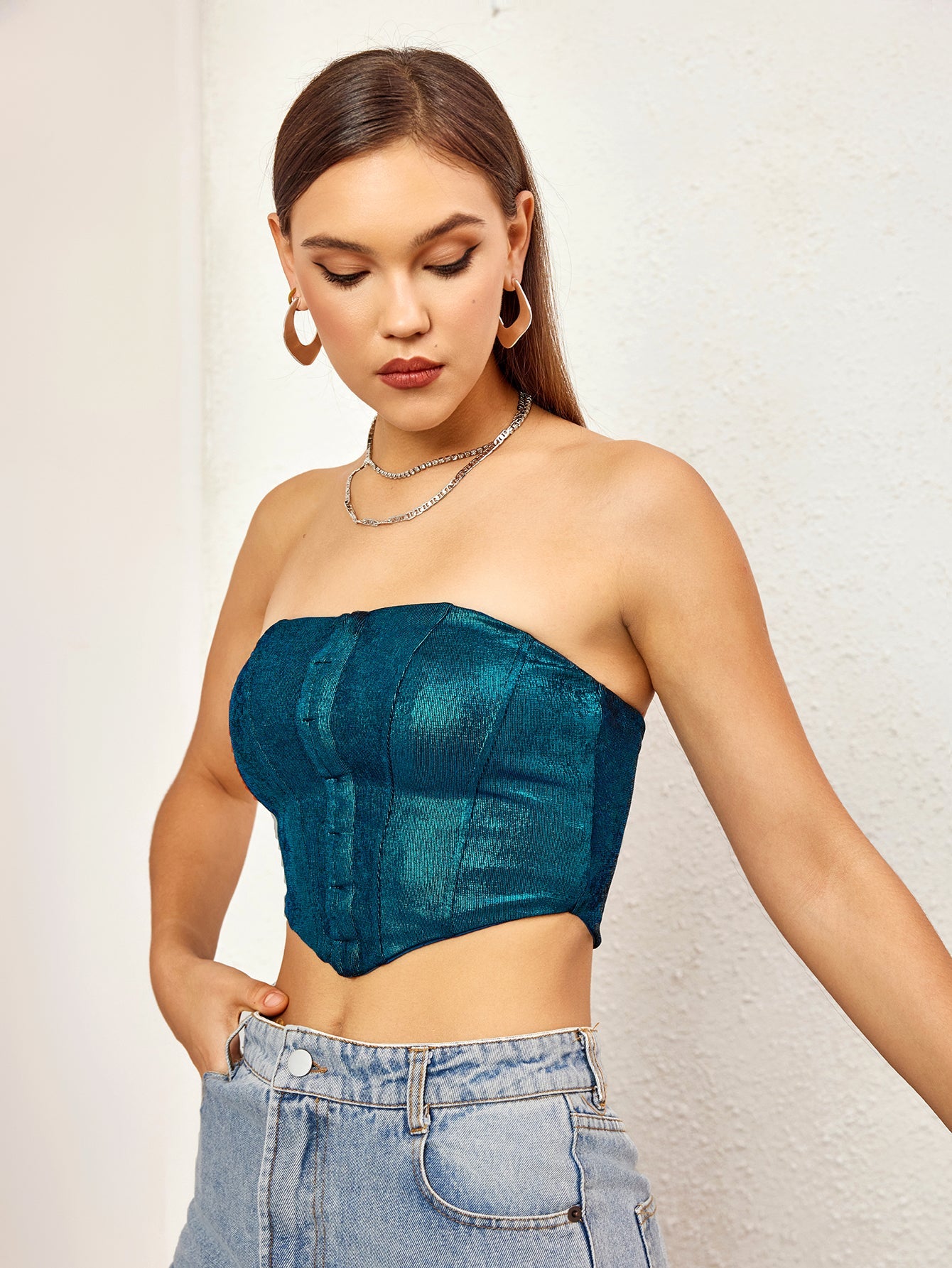 Enchanted Teal Knit Corset Top
