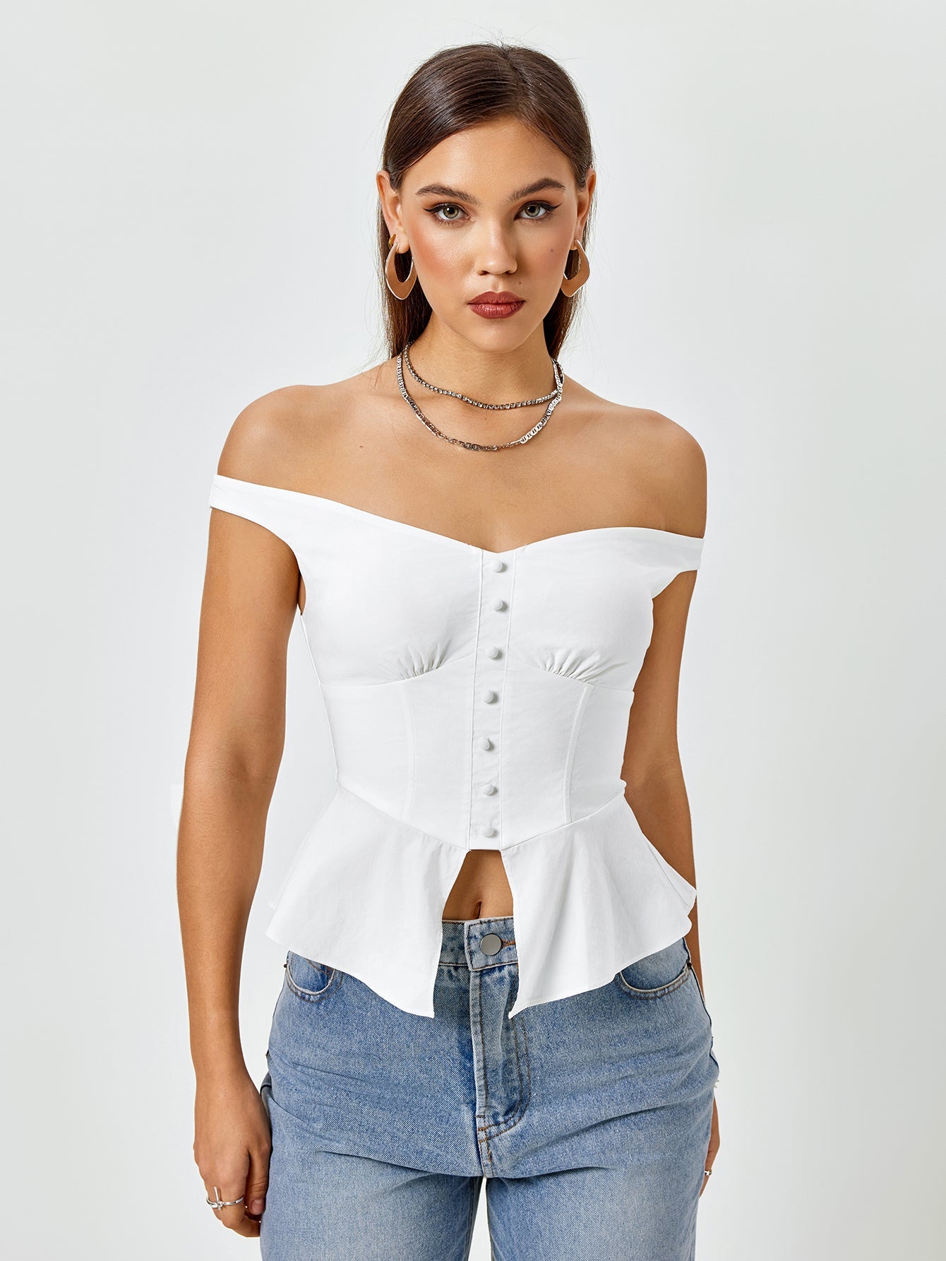 Sculpted Elegance Peplum Bustier Top