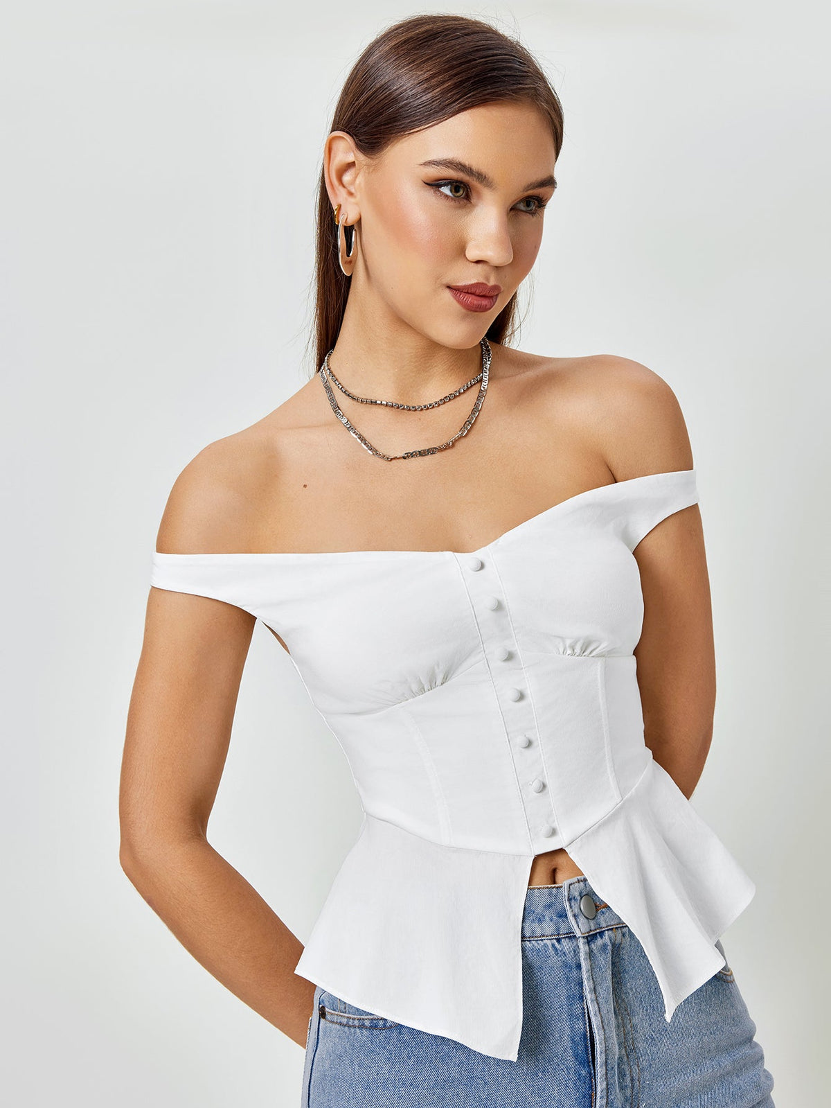 Sculpted Elegance Peplum Bustier Top