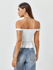 Sculpted Elegance Peplum Bustier Top