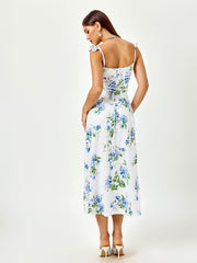 Floral Print Ruffle Strap Midi Sundress