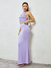 Halter Crop Top & Maxi Skirt Set