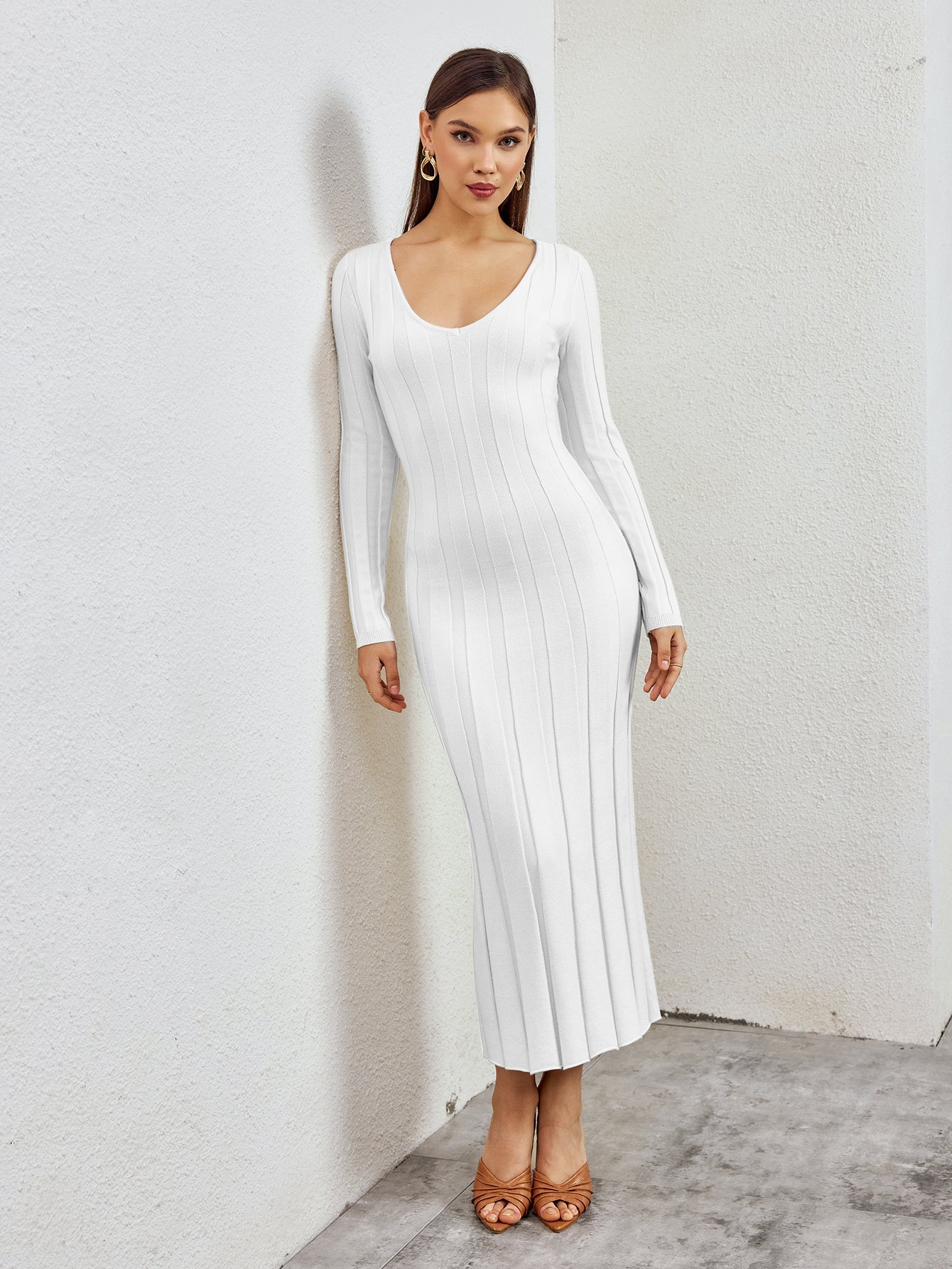 Ribbed Knit Midi Dress