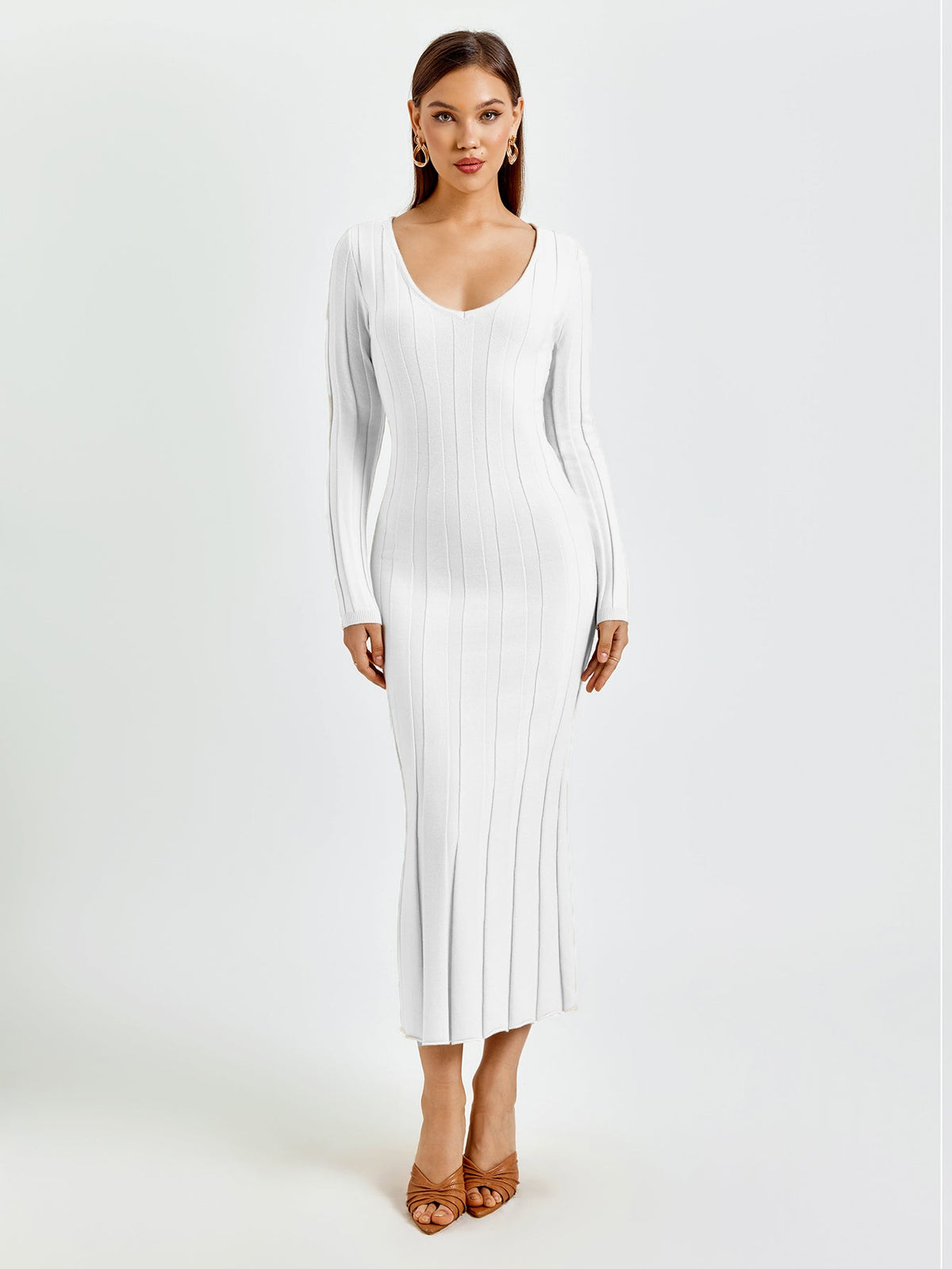 Ribbed Knit Midi Dress