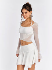 Sheer Sleeve Dress Set