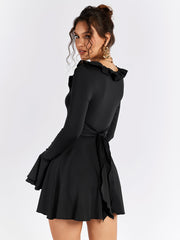 Long Sleeve Ruffle Flared Dress