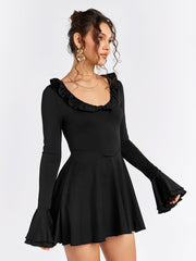 Long Sleeve Ruffle Flared Dress