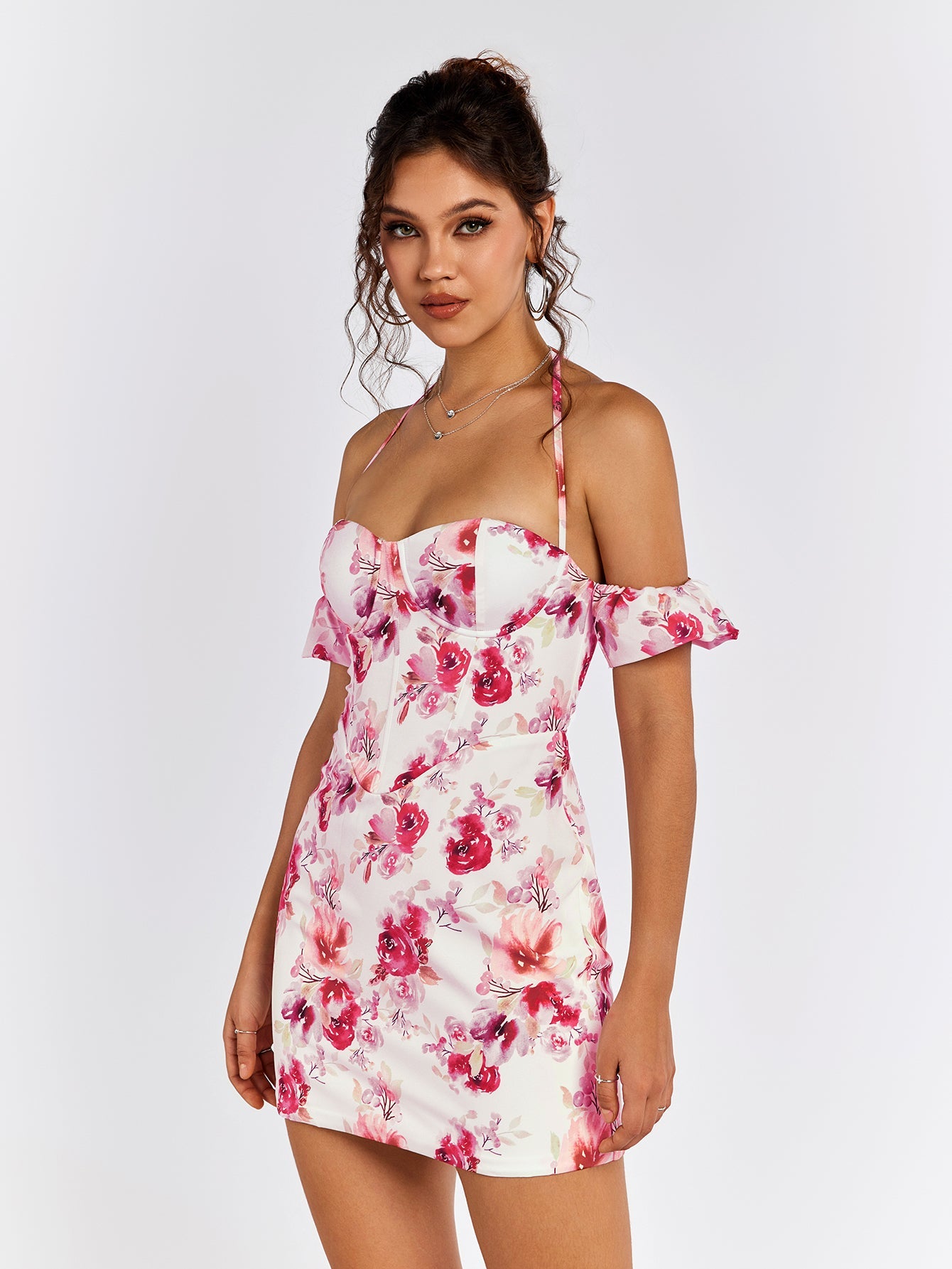 Off-Shoulder Floral Mini Dress