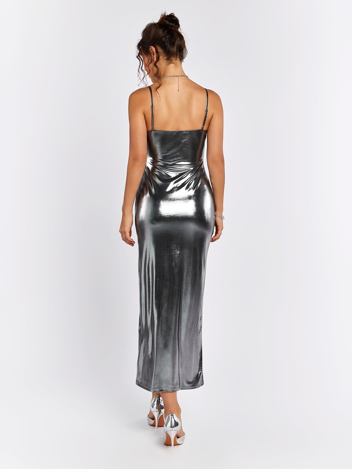 Metallic Sheen Slip Dress