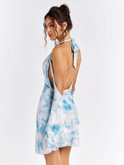 Tie-Dye Halter Wrap Dress
