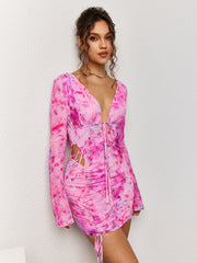 Tie-Dye Ruched Bodycon Dress