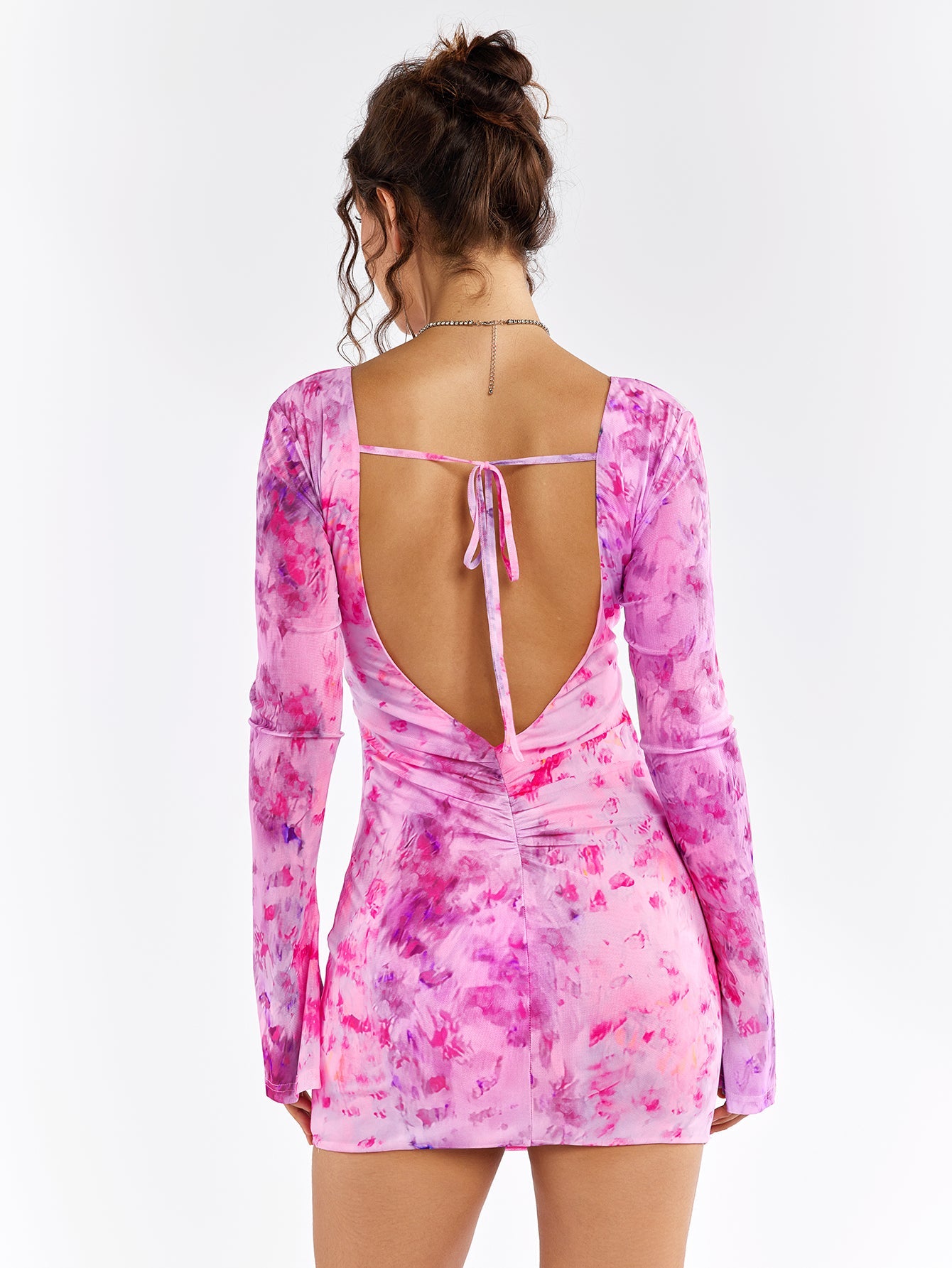 Tie-Dye Ruched Bodycon Dress