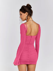 Ruched Long Sleeve Mini Dress