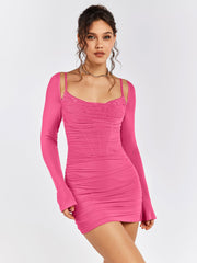 Ruched Long Sleeve Mini Dress