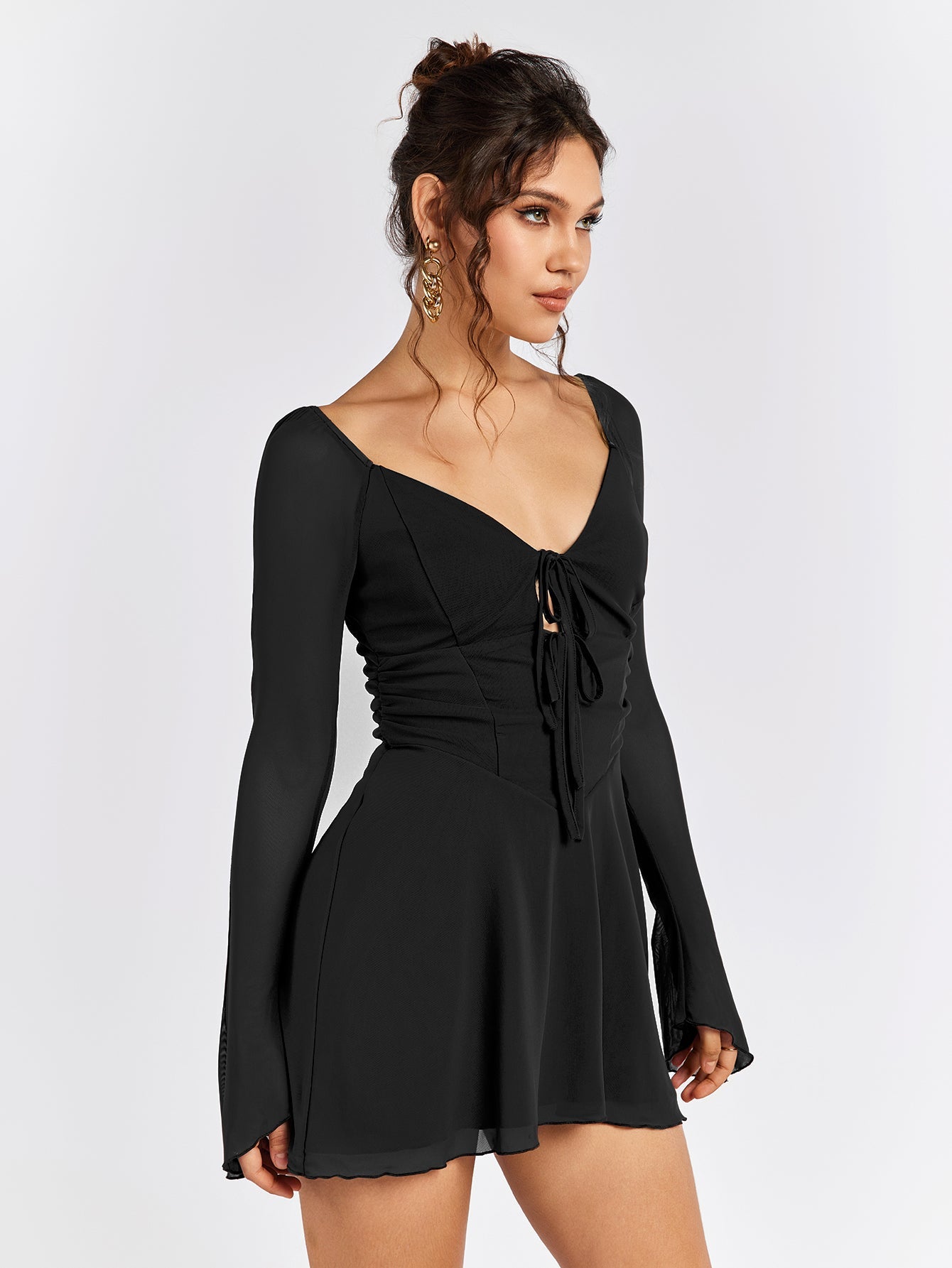 Long-Sleeve Skater Dress