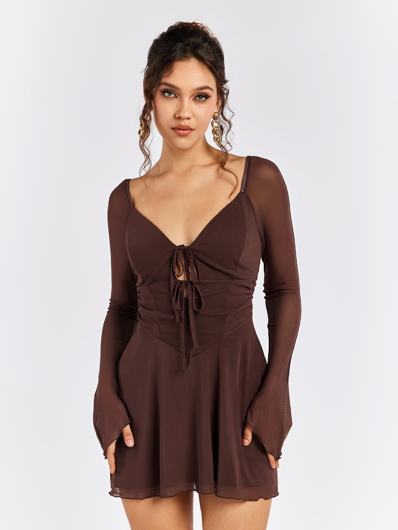 Long-Sleeve Skater Dress
