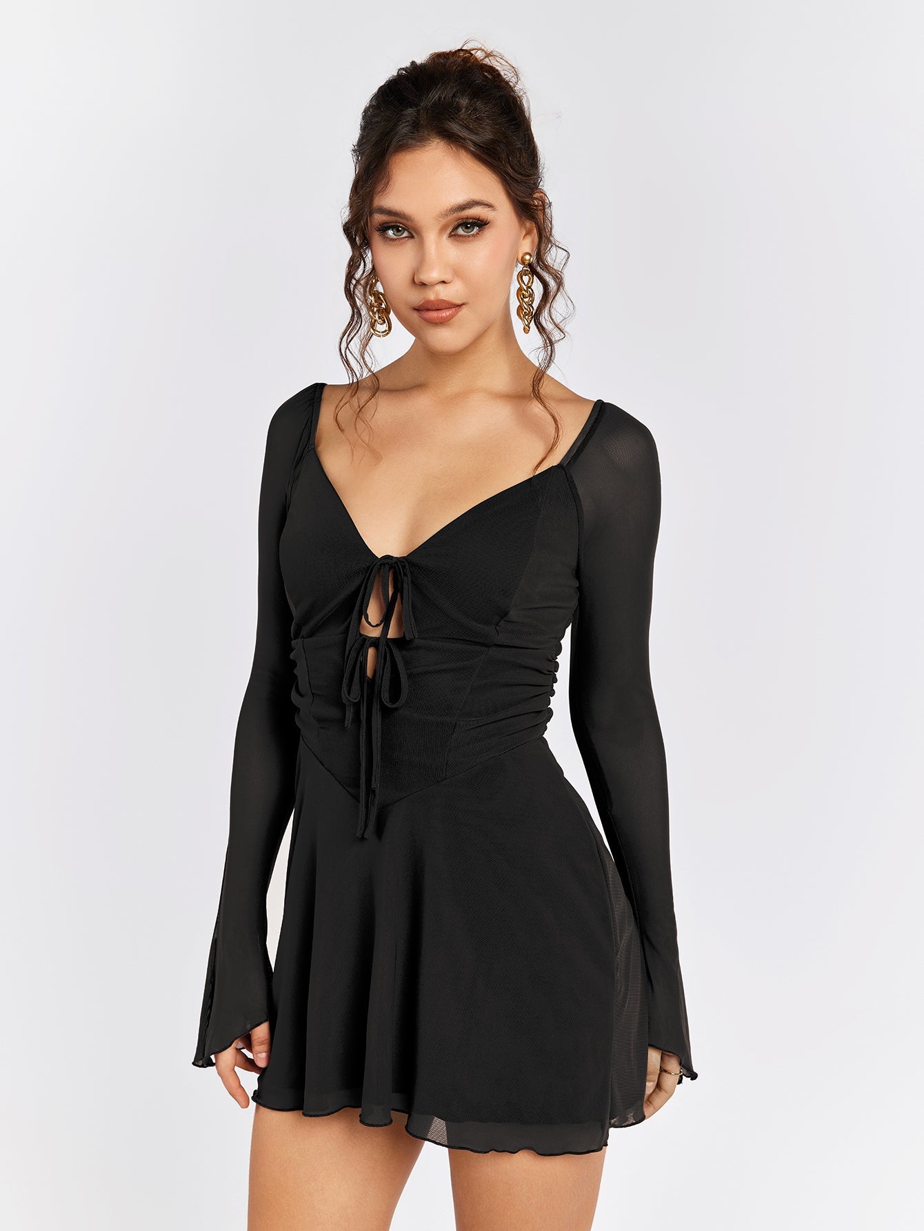 Long-Sleeve Skater Dress