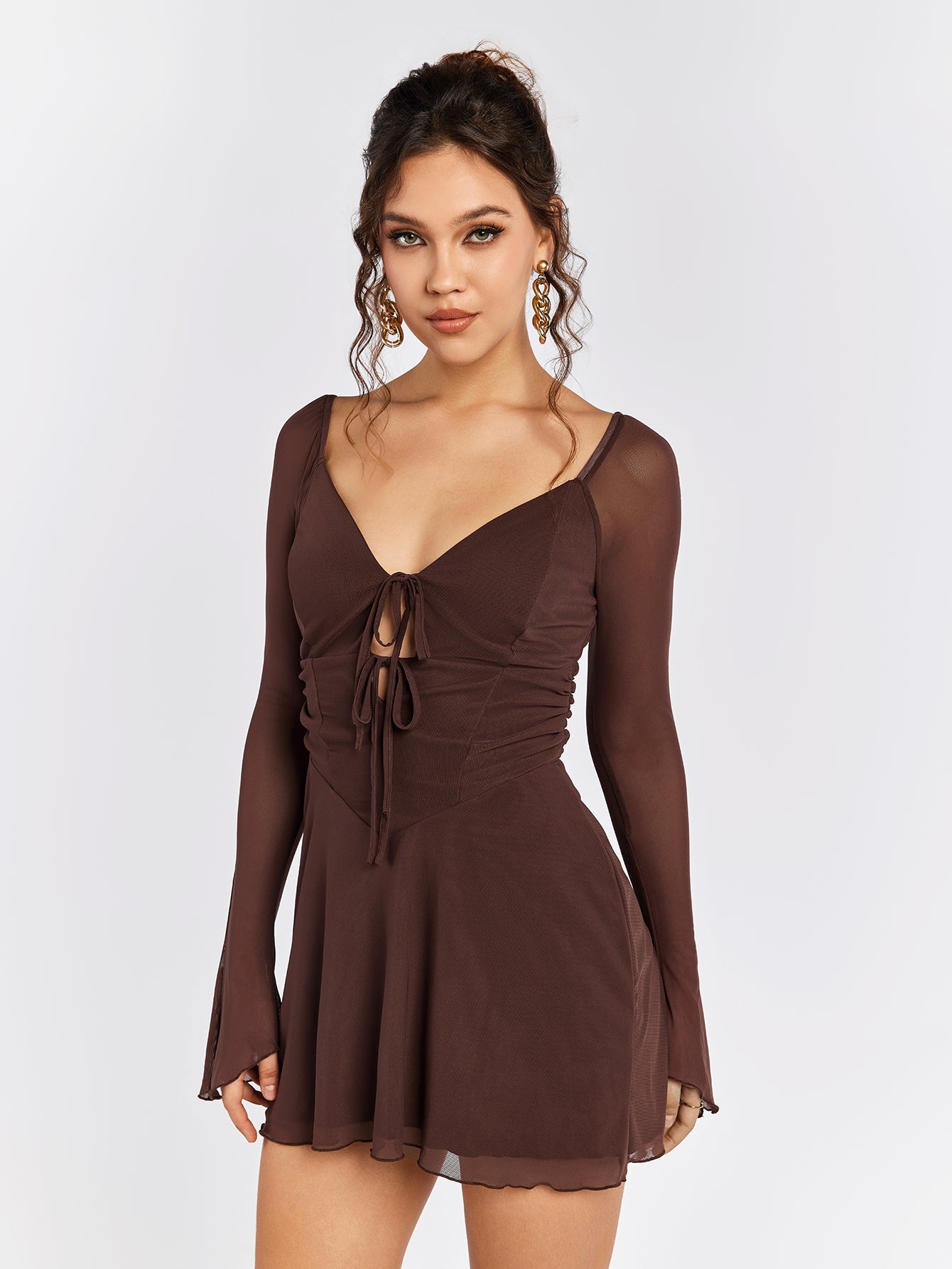 Long-Sleeve Skater Dress