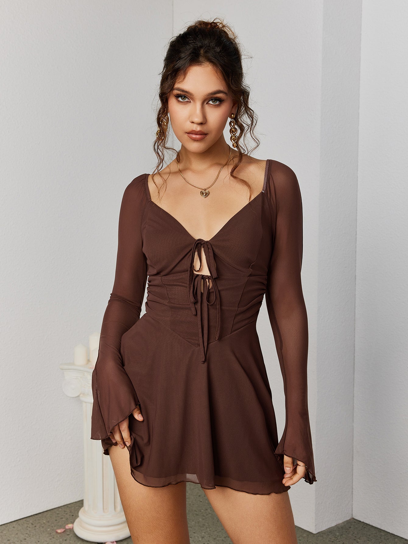 Long-Sleeve Skater Dress