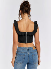 Ruffled Corset Crop Top