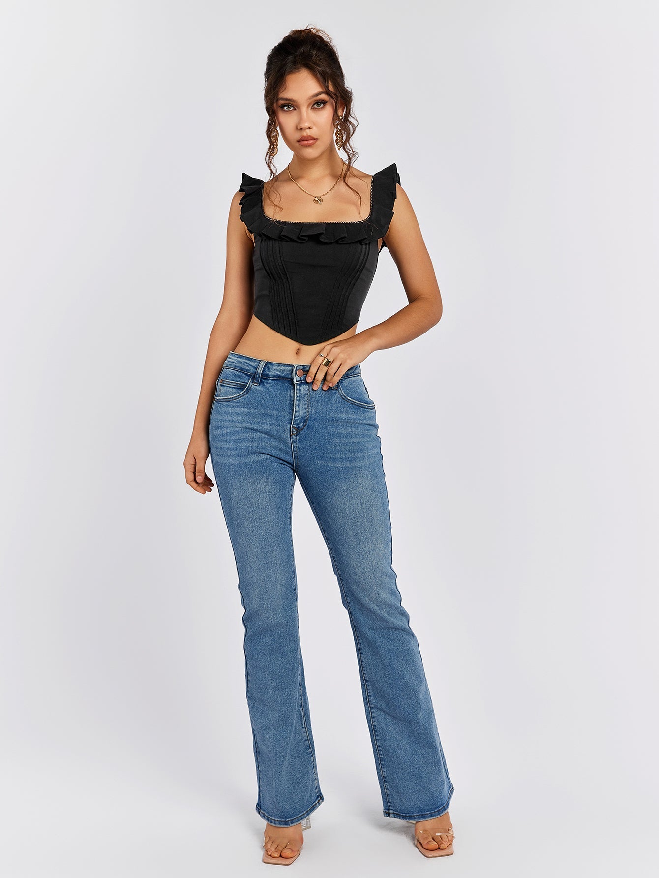 Ruffled Corset Crop Top