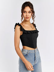 Ruffled Corset Crop Top
