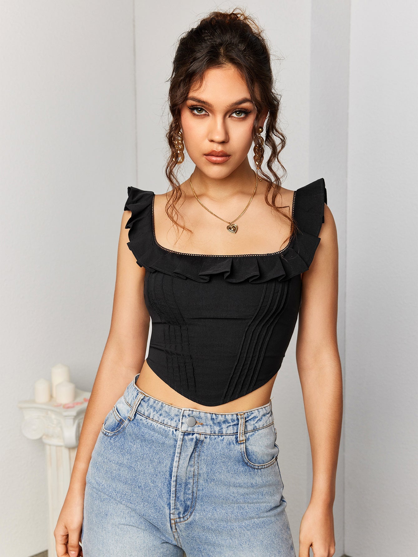 Ruffled Corset Crop Top