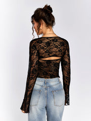 Floral Lace Illusion Top