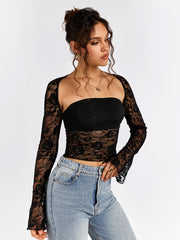Floral Lace Illusion Top