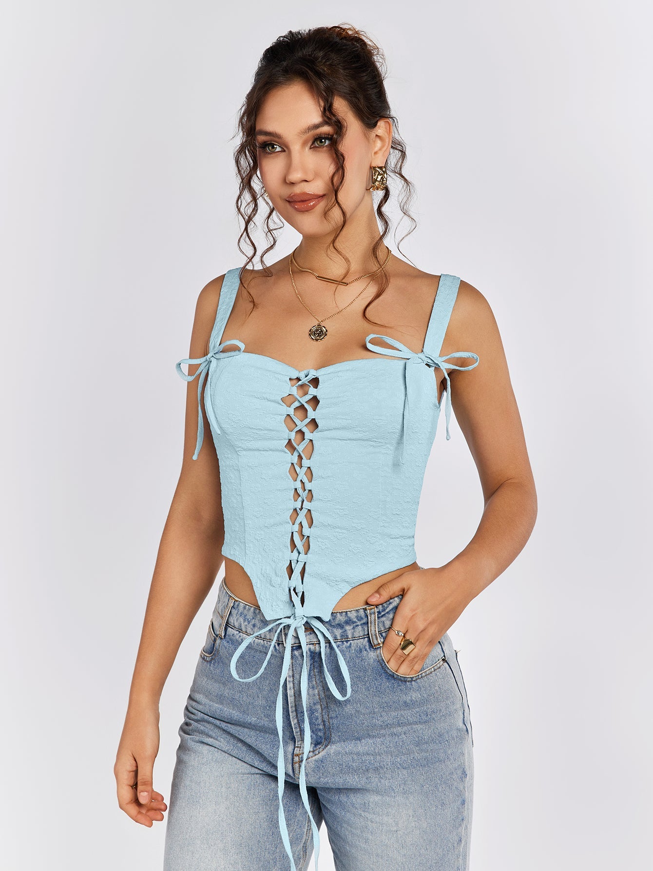 Lace-Up Detail Summer Top