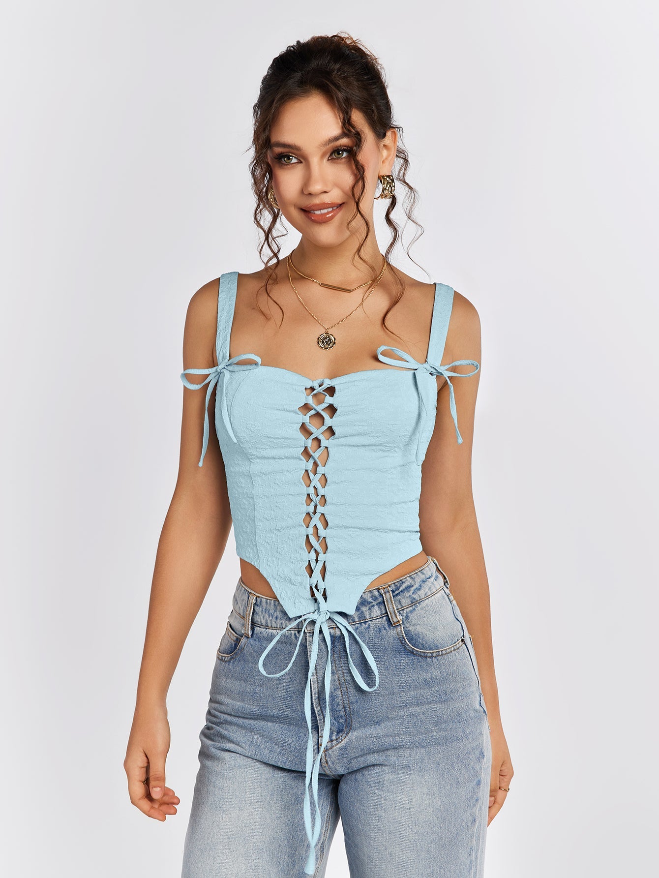 Lace-Up Detail Summer Top