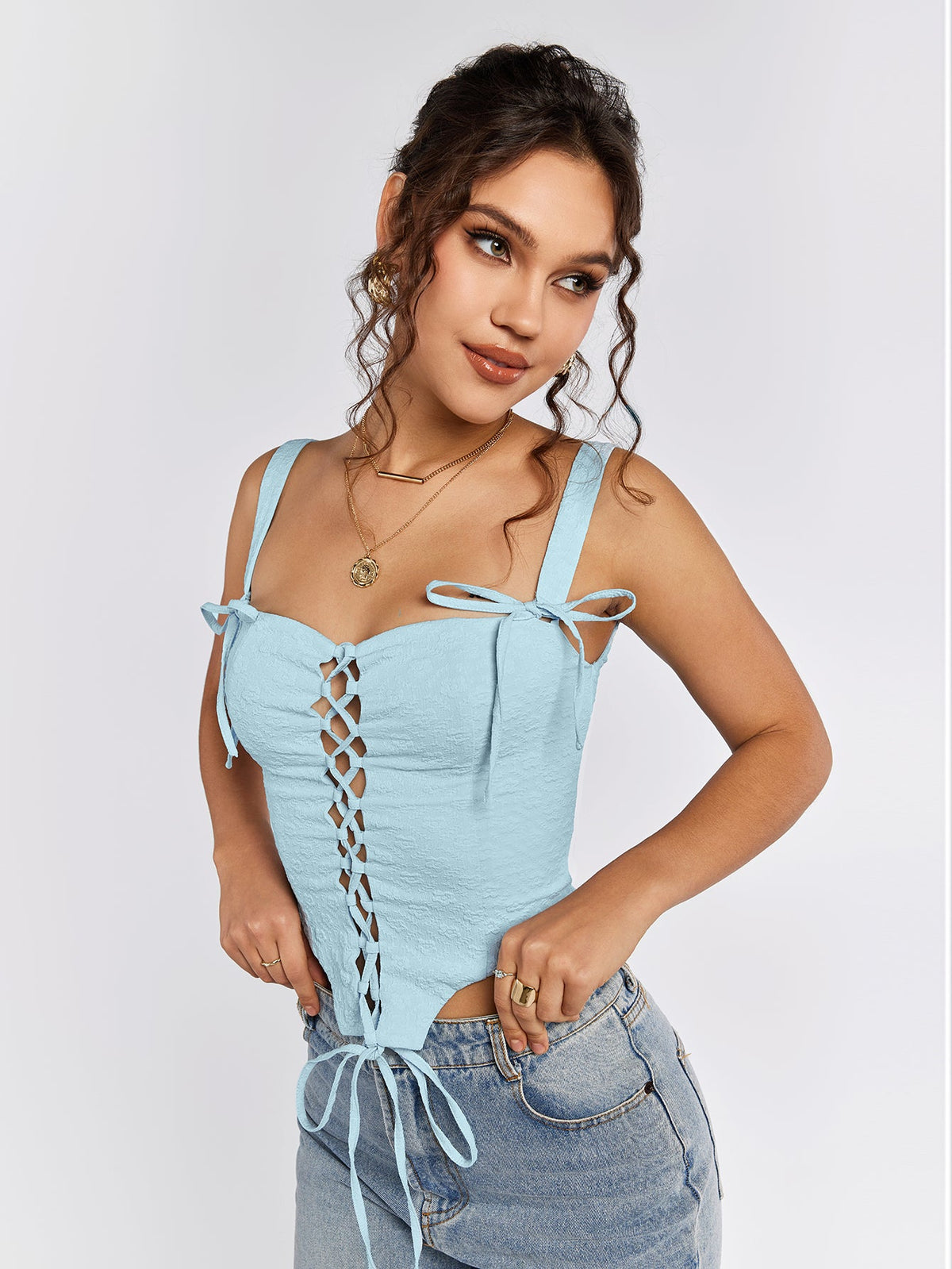 Lace-Up Detail Summer Top