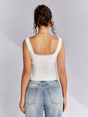 Lace Trim Button-Up Camisole