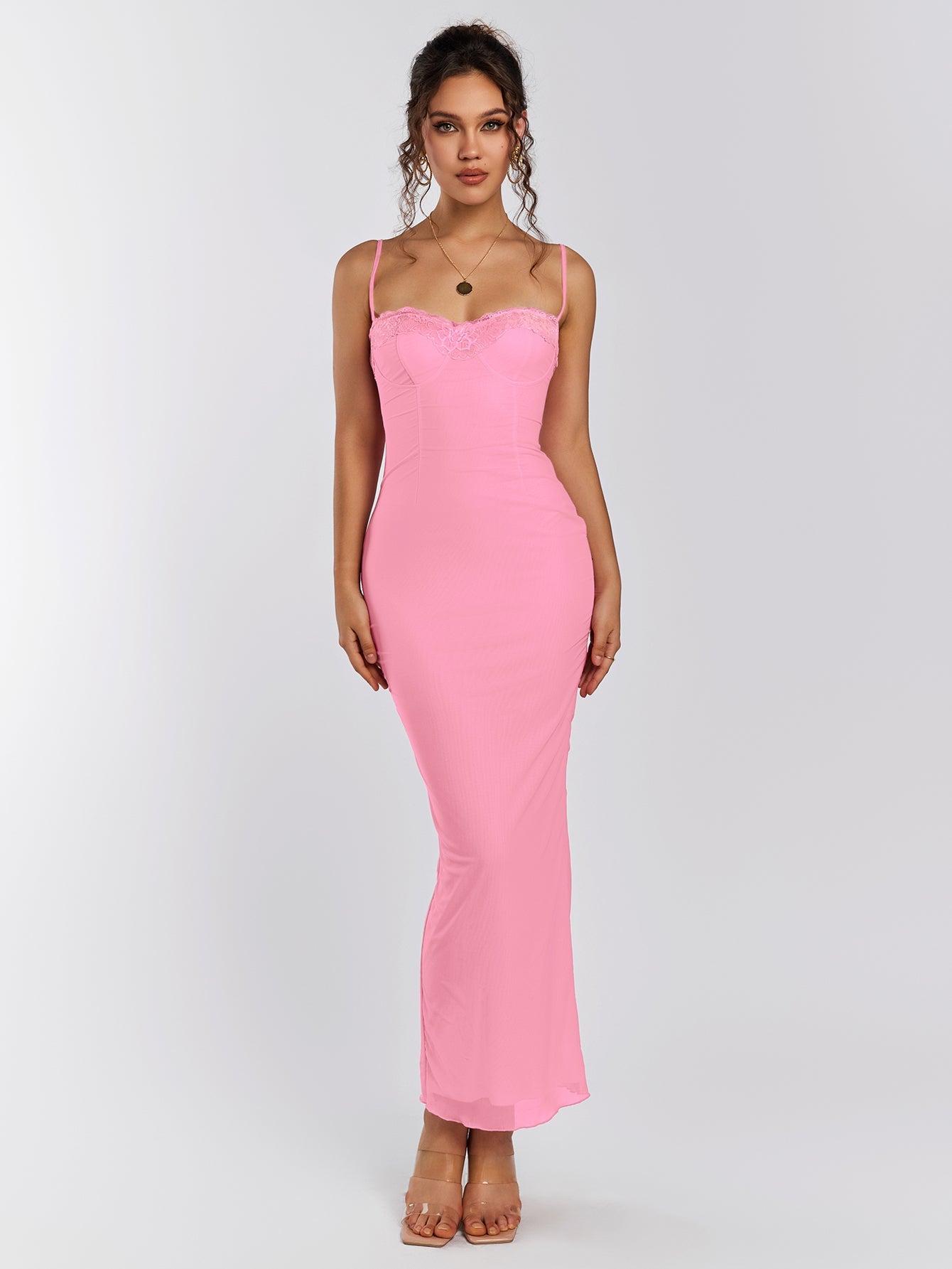 Lace-Trimmed Maxi Dress