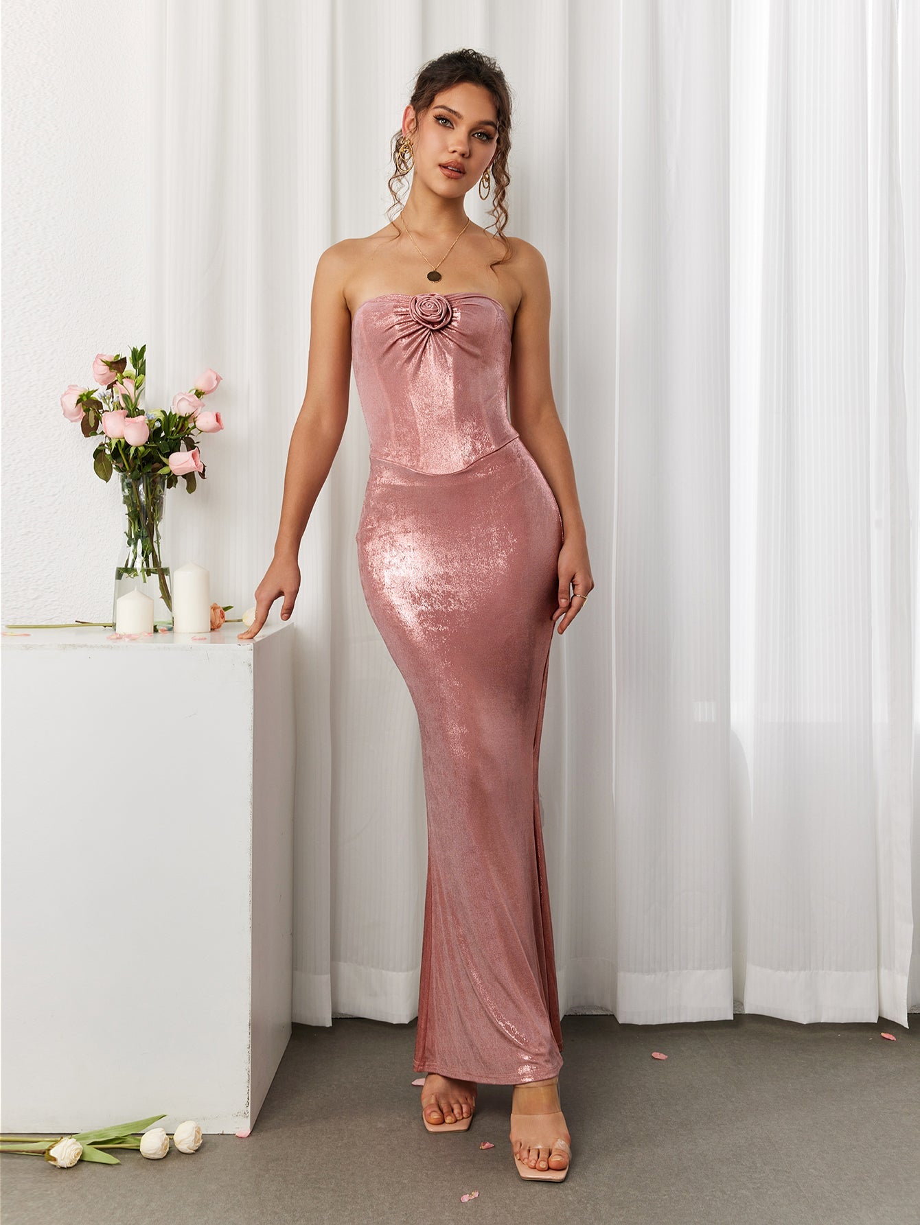 Knit Strapless Mermaid Gown Dress