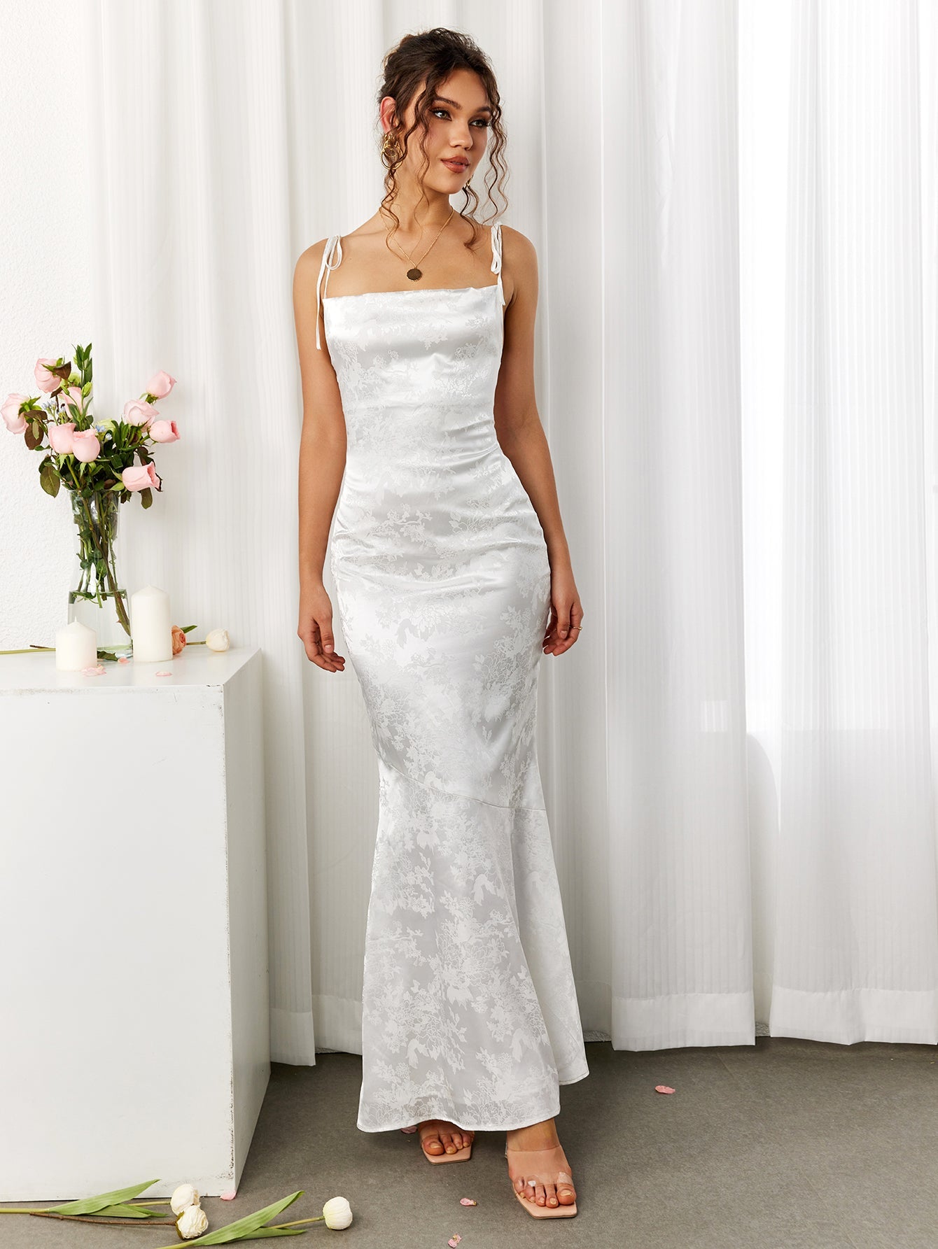 Blossom Satin Gown Dress
