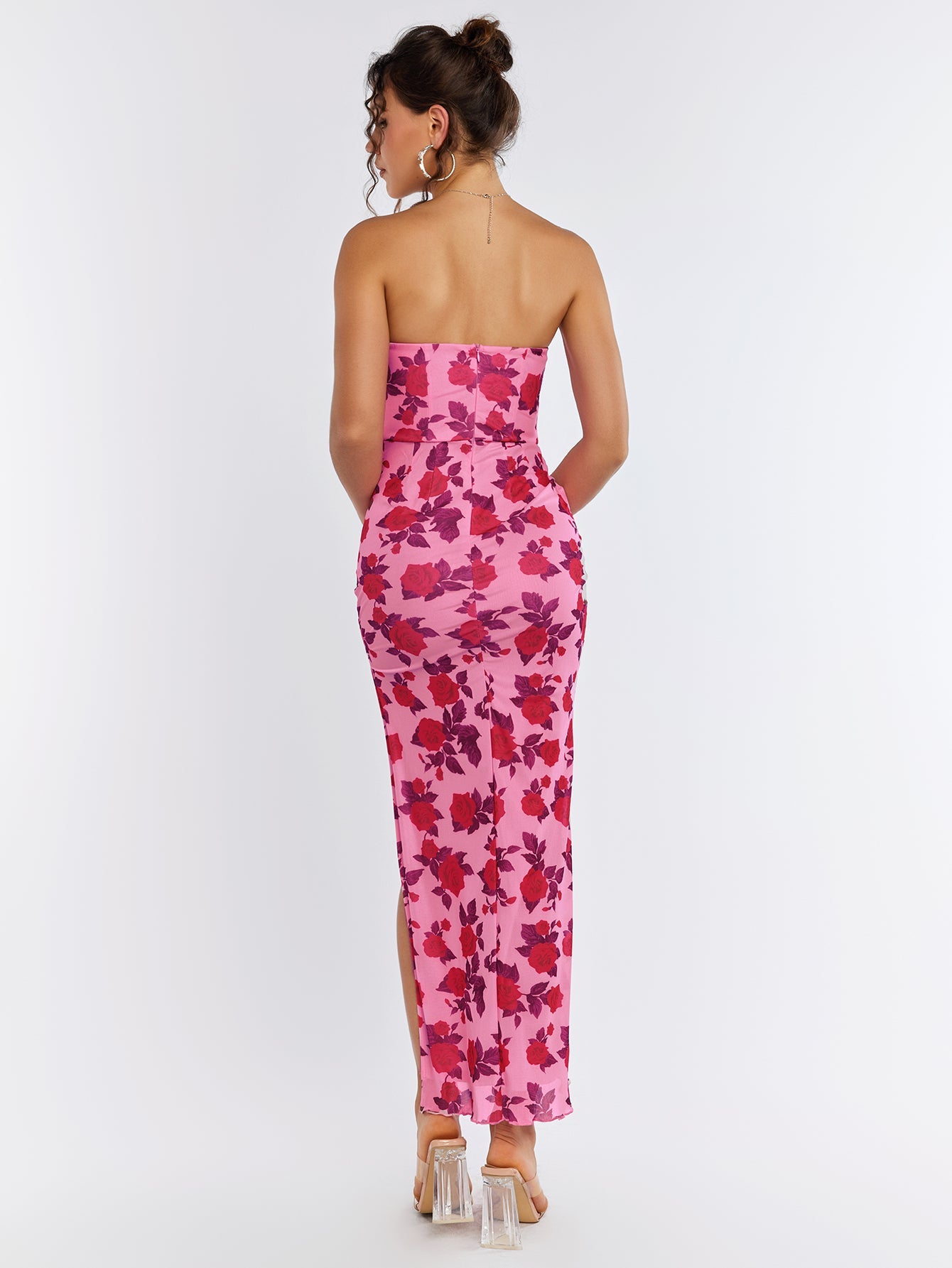 Floral Strapless Midi Dress
