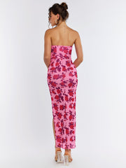 Floral Strapless Midi Dress