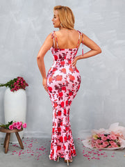 Tight-fitting Printed Slip Maxi Dress
