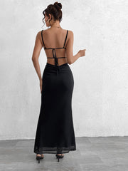 Mesh Panels Lace Backless Tie Pure Lust Gown