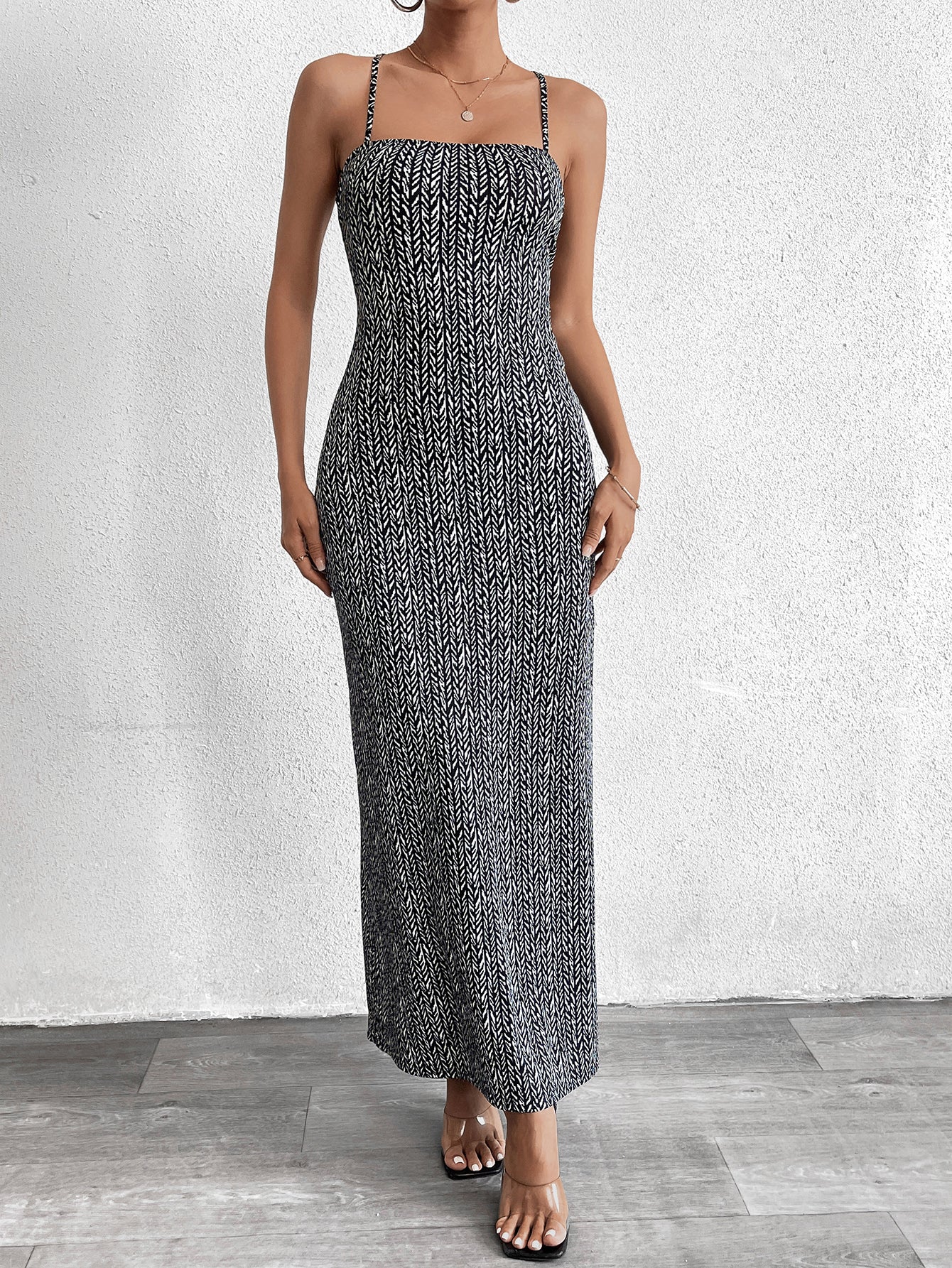 Sexy Printed Backless Maxi Dress