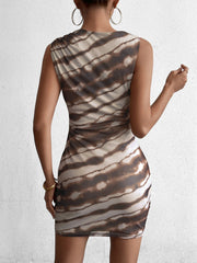 Sexy Print Mesh Sleeveless Bodycon Dress