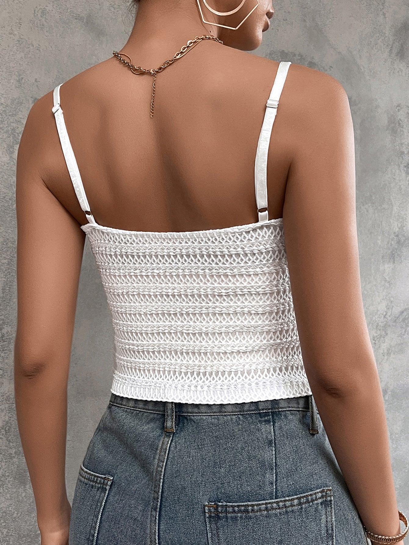 Elegant Solid Color Backless Suspender Top